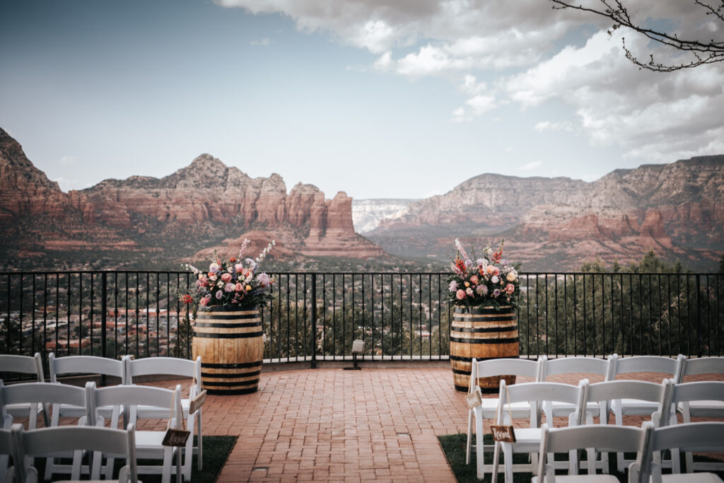 wedding ceremony space overlooking sedona red rocks at sky ranch lodge