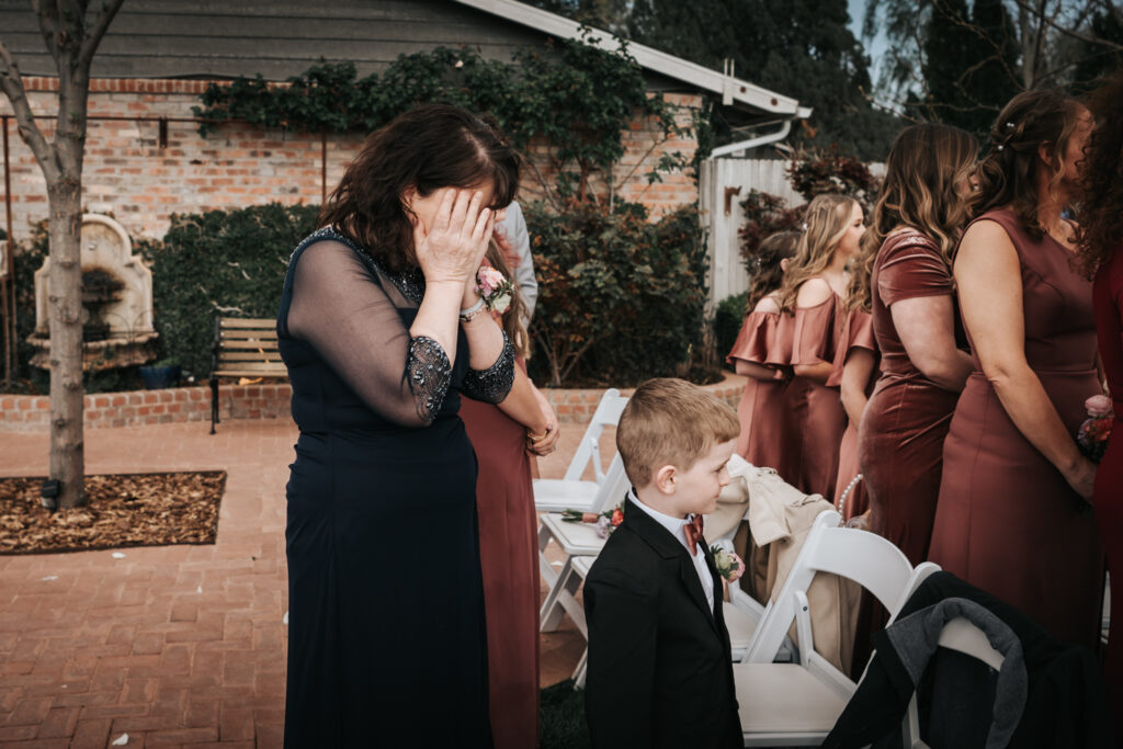 mother's emotional moment during a ceremony at sky ranch lodge
