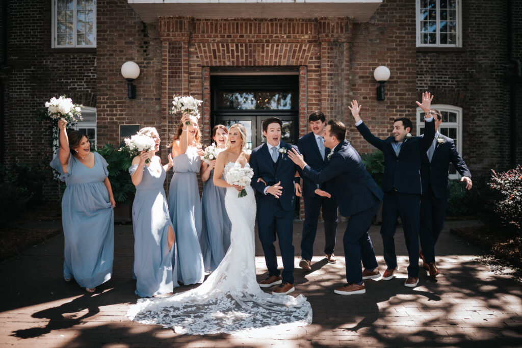 bridal party at a historic rice mill wedding in charleston sc