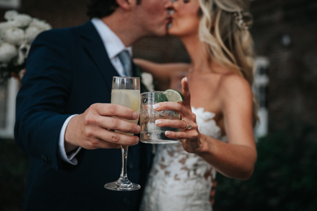 signature cocktail at the historic rice mill wedding in charleston sc