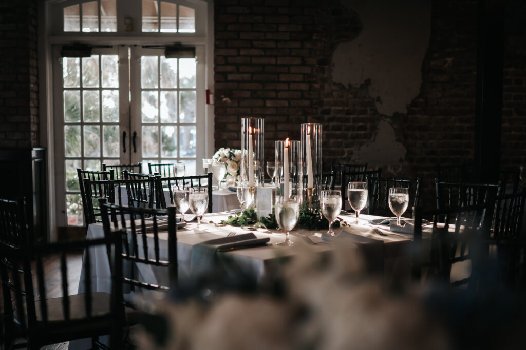 florals and table details by Tara Leclaire, Flora by Hannah and The French Eclectic at a Rice Mill wedding in Charleston SC
