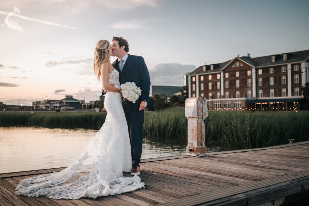 charleston bride and groom at the Historic Rice Mill wedding