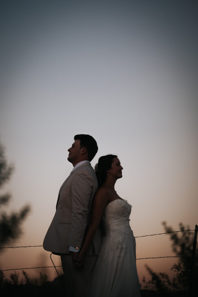 sunset bride and groom portraits 