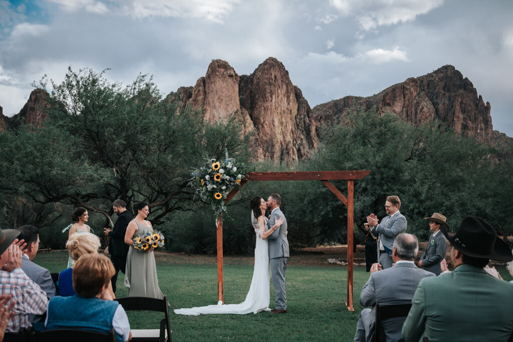 Outdoor ceremony at Saguaro Lake Ranch in Mesa, Arizona